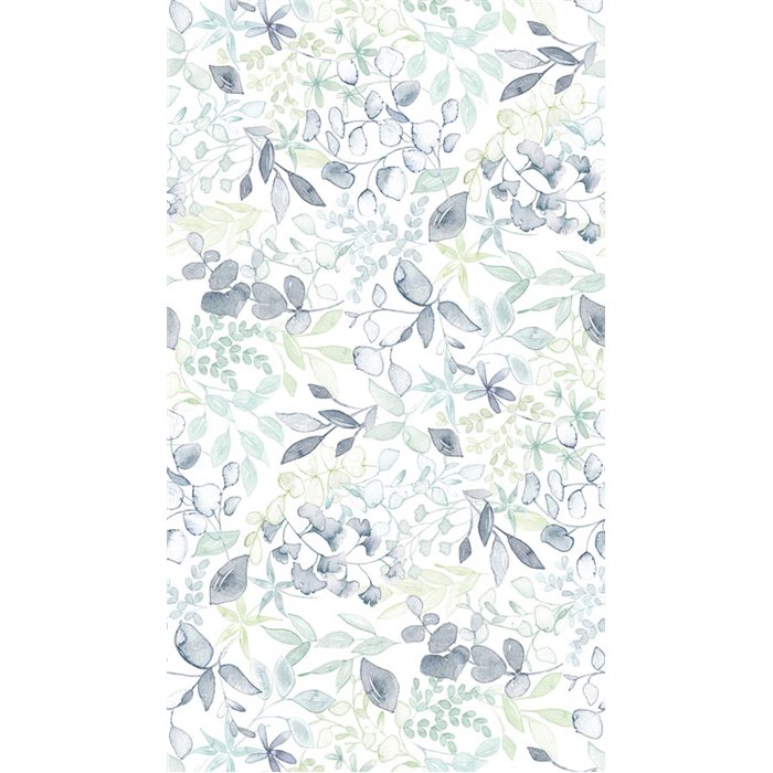 Papeldecor|Floral Wallpaper, Blue and Green Watercolor Leaves|Floral