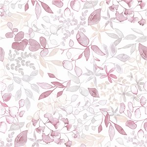 Papeldecor|Papier peint floral, feuilles aquarelle vert|Floral