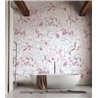 Papeldecor|Floral Wallpaper, Gray and Pink Watercolor Leaves|Wallpaper