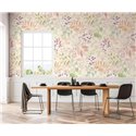 Papeldecor|Papier peint floral, feuilles aquarelle vert|Floral