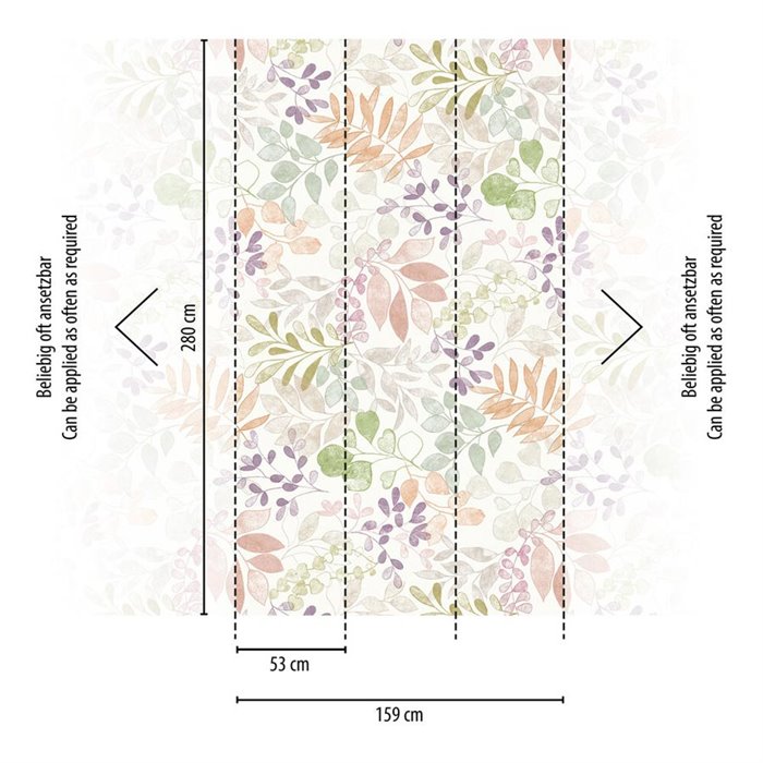 Papeldecor|Floral Wallpaper, Green Watercolor Leaves|Floral