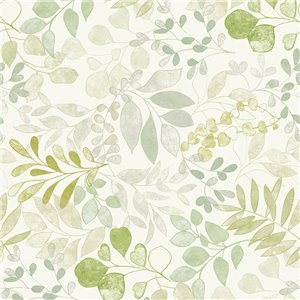 Marburg|Tapete mit floralen Aquarellmotiven und grünen Blättern|Jugend