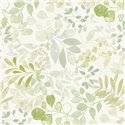 Papeldecor|Papier peint floral, feuilles aquarelle blanc et vert|Floral