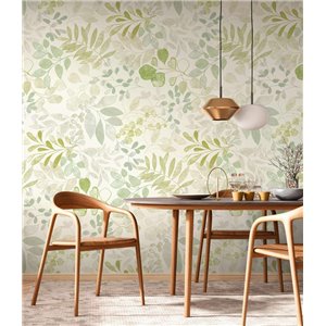 Marburg|Tapete mit floralen Aquarellmotiven und grünen Blättern|Jugend 2