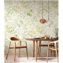 Papeldecor|Floral Wallpaper, White and Green Watercolor Leaves|Floral
