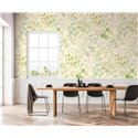 Papeldecor|Papier peint floral, feuilles aquarelle blanc et vert|Floral