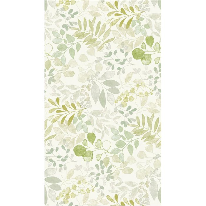 Papeldecor|Floral Wallpaper, White and Green Watercolor Leaves|Floral