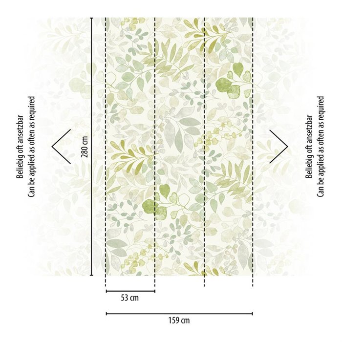 Papeldecor|Floral Wallpaper, White and Green Watercolor Leaves|Floral
