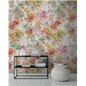 Papeldecor|Tapete Blumen Aquarell Töne Beige Orange|Aquarell