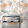 Papeldecor|Papier peint grandes fleurs aquarelle beige pastel|Aquarelle