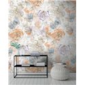 Papeldecor|Pastel Beige Large Watercolor Flowers Wallpaper|Watercolor