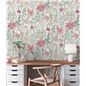 Papeldecor|Papier peint floral campagne blanc et multicolore|Aquarelle