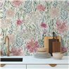 Papeldecor|Tapete Blumen Landleben Weiß und multicolor|Aquarell