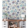 Papeldecor|Papier peint fleurs aquarelle bleu et blanc|Floral