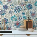 Papeldecor|Tapete Blumen Aquarell Blau und Weiß|Blumen
