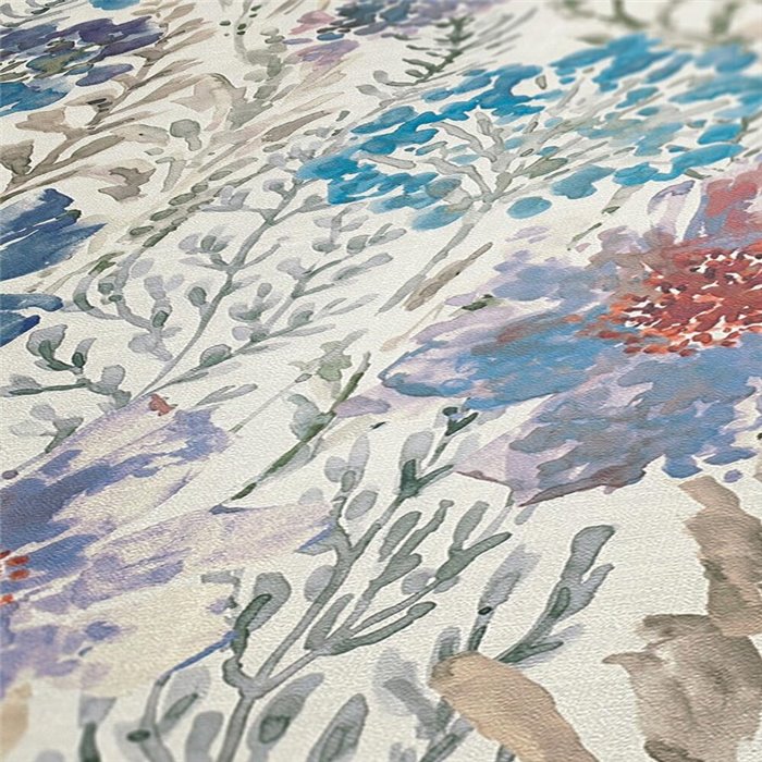 Papeldecor|Papier peint fleurs aquarelle bleu et blanc|Floral