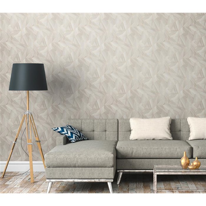 Papel pintado geométrico beige y gris - Papeldecor Vortex 2027361332