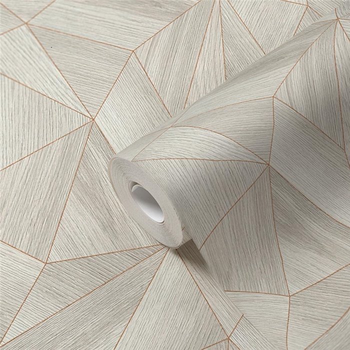 Papel pintado geométrico beige y gris - Papeldecor Vortex 2027361332