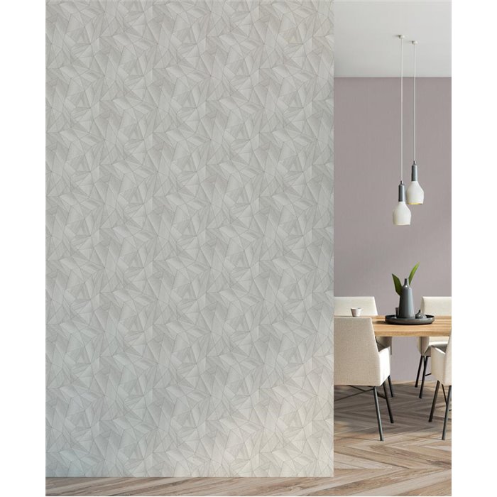 Papel pintado patrón geométrico gris metalizado - Papeldecor Vortex 2027361336