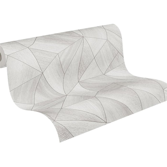 Papel pintado patrón geométrico gris metalizado - Papeldecor Vortex 2027361336
