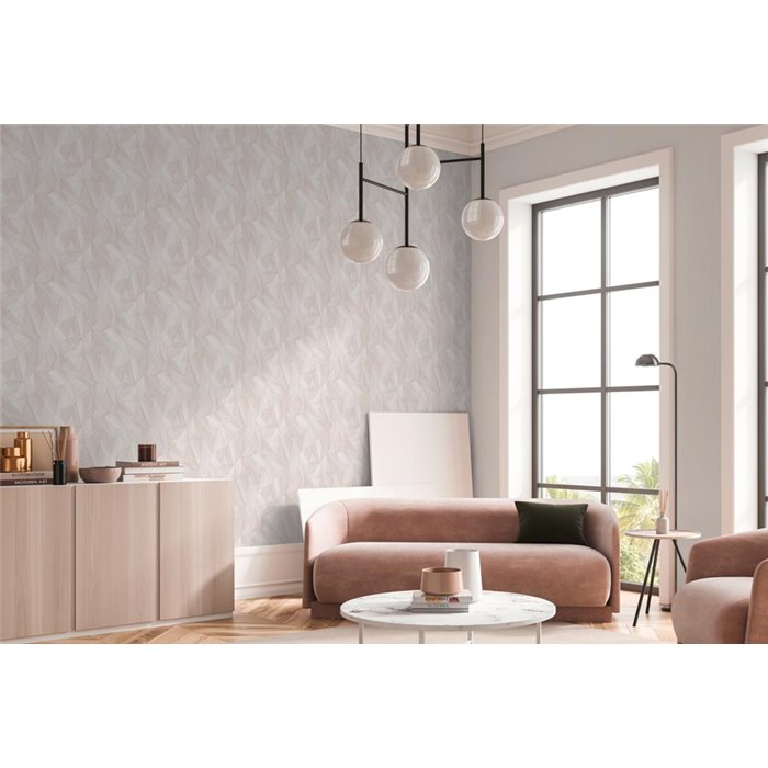 Papeldecor|Papier peint géométrique moderne beige et blanc|Papier Peint