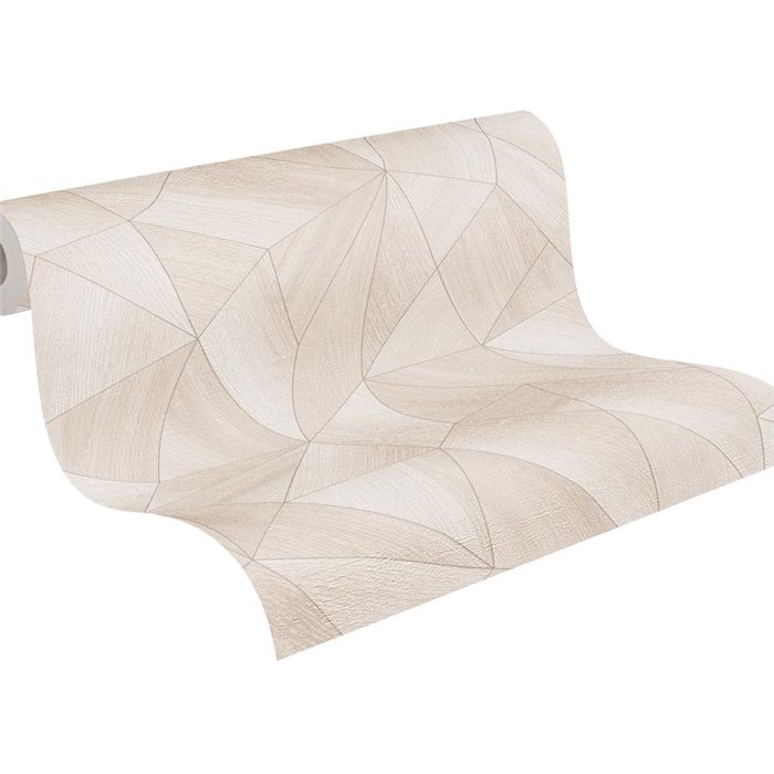 Papeldecor|Papier peint géométrique moderne beige et blanc|Papier Peint