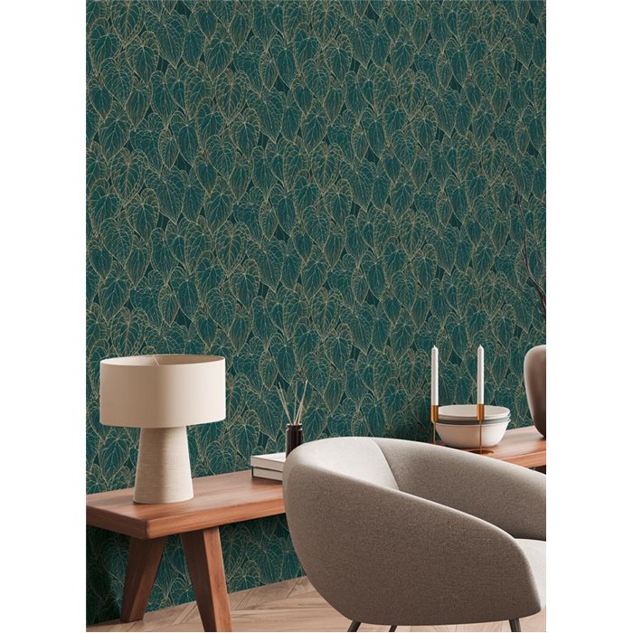 Papeldecor|Modern Brown and Green Floral Wallpaper|Wallpaper