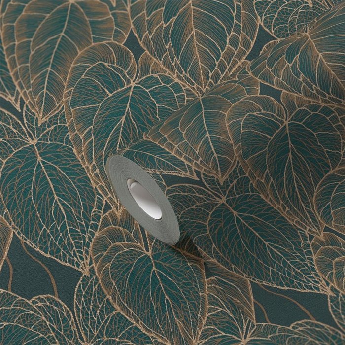 Papeldecor|Papier peint floral moderne marron et vert|Papier Peint