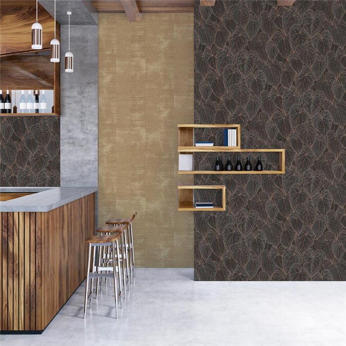 Papeldecor|Papier peint moderne fleurs marron et noir|Papier Peint