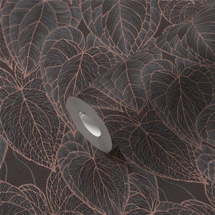 Papeldecor|Papier peint moderne fleurs marron et noir|Papier Peint