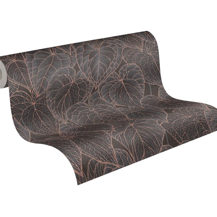 Papeldecor|Papier peint moderne fleurs marron et noir|Papier Peint
