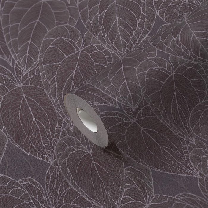 Papeldecor|Papel pintado floral moderno gris y violetas|Papel Pintado