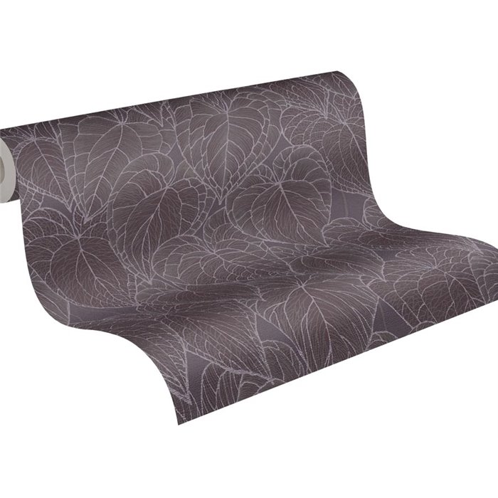 Papeldecor|Papel pintado floral moderno gris y violetas|Papel Pintado
