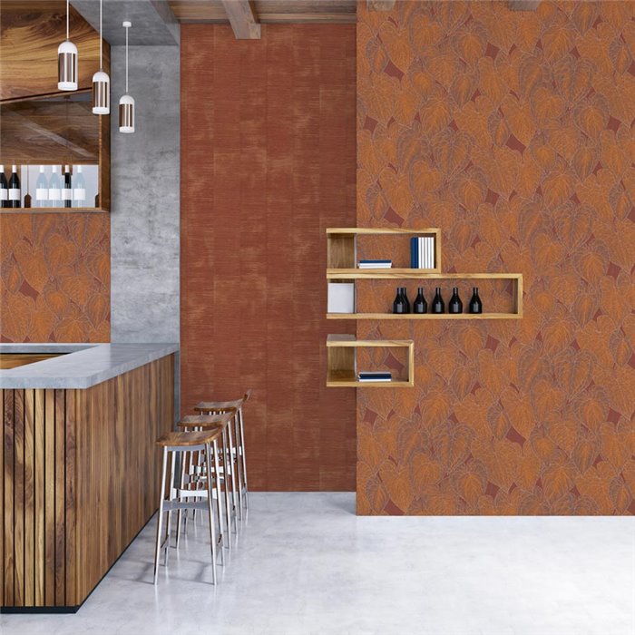 Papeldecor|Papel pintado efecto rafia naranja y rojo|Papel Pintado