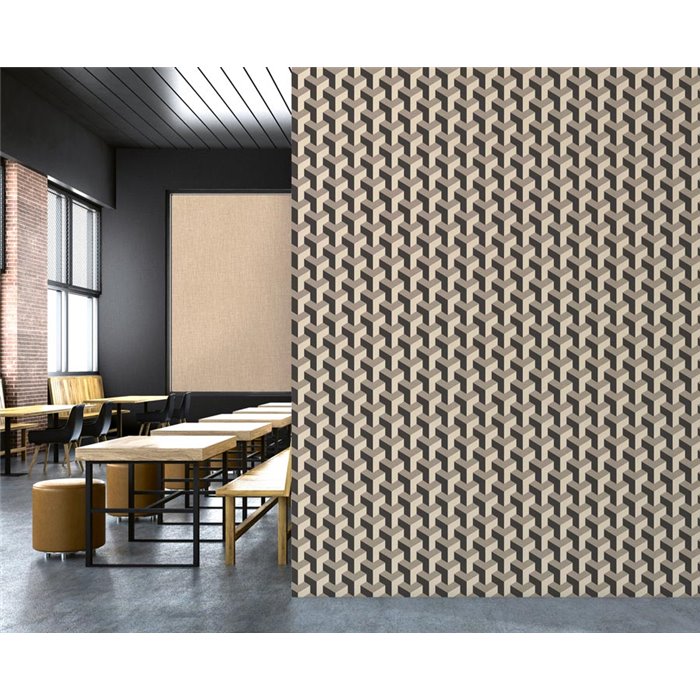 Papeldecor|Papel pintado retro moderno patrón geométrico metalizado|Papel Pintado