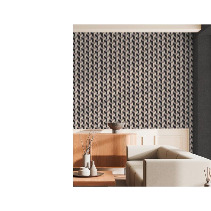 Papeldecor|Papel pintado retro moderno patrón geométrico metalizado|Papel Pintado