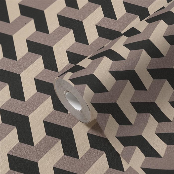 Papeldecor|Retro Modern Metallic Geometric Pattern Wallpaper|Wallpaper