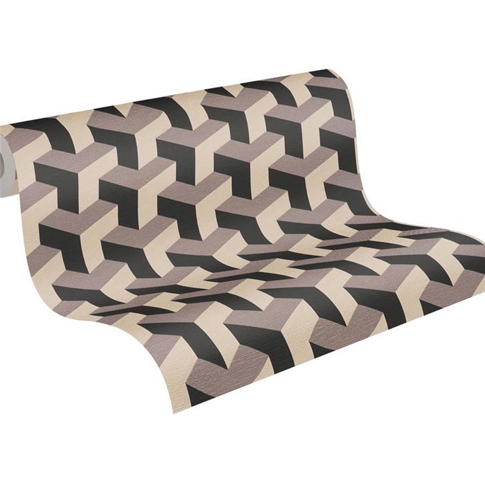 Papeldecor|Retro Modern Metallic Geometric Pattern Wallpaper|Wallpaper