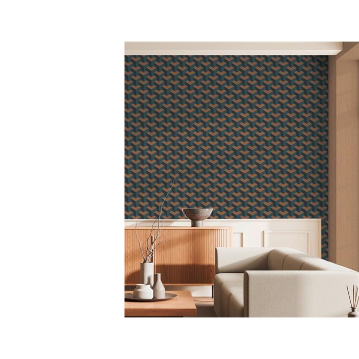 Papeldecor|Tapete Geometrisch 3D Blau und Grün|Tapeten