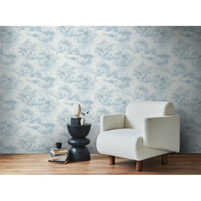 Papeldecor|Papier peint nuages moelleux bleu et blanc|Salle de Bain