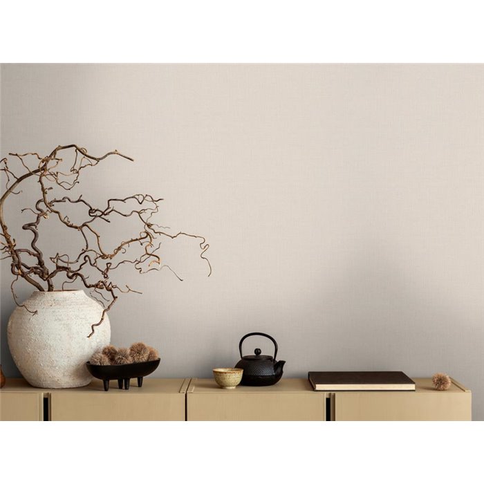 Papeldecor|Papier peint uni rayé blanc crème|Couleurs Unies