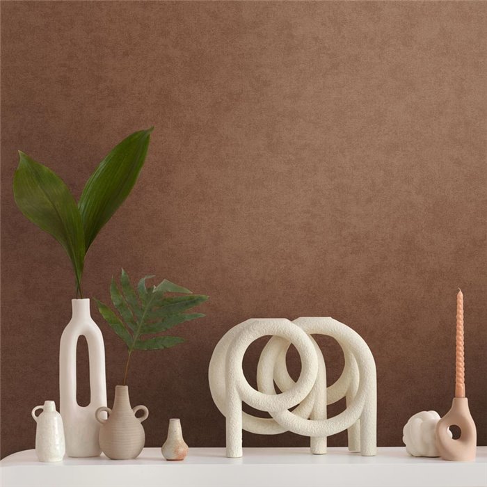 Papeldecor|Papel pintado atemporal efecto estuco marrón|Imitacion Madera