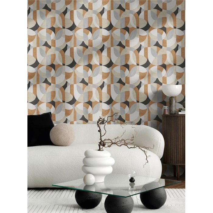 Papeldecor|Papel pintado moderno geométrico marrón|Geométrico
