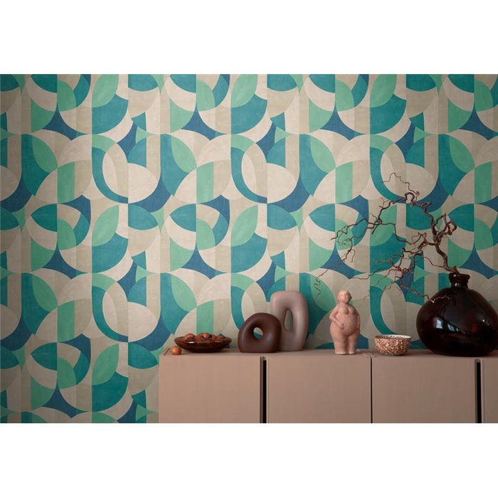 Papeldecor|Papel pintado moderno patrón geométrico verde|Geométrico