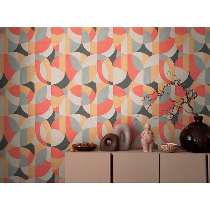 Papeldecor|Papel pintado geométrico multicolor, estilo moderno|Geométrico