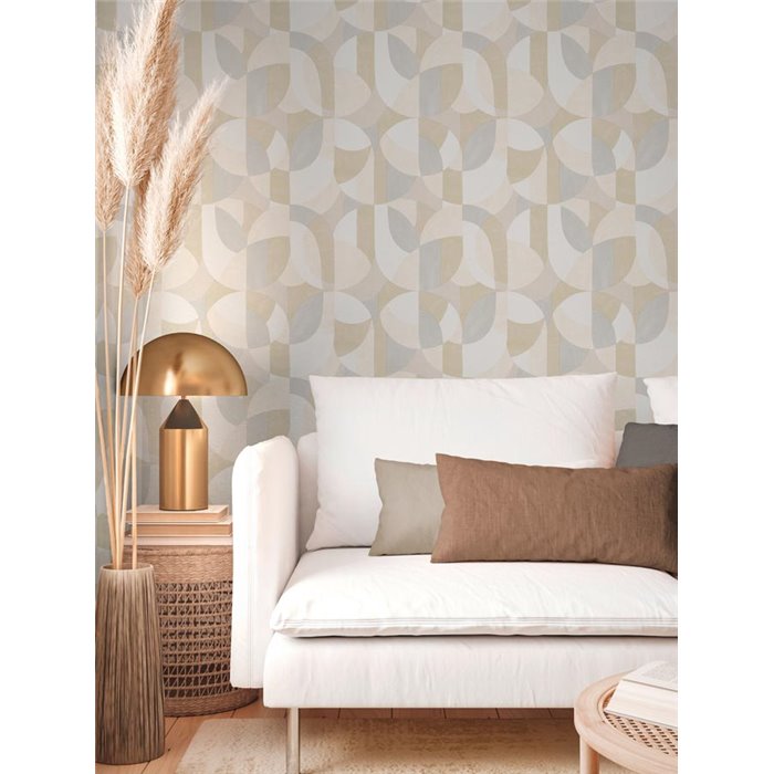 Papeldecor|Modern Beige Geometric Pattern Wallpaper|Geometric