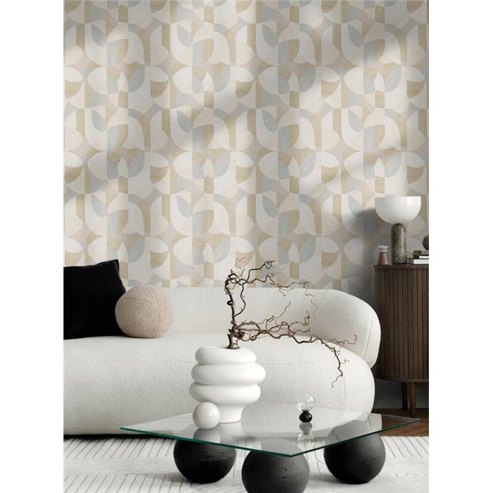 Papel pintado geométrico beige estilo moderno - Papeldecor Lumière 2026399324