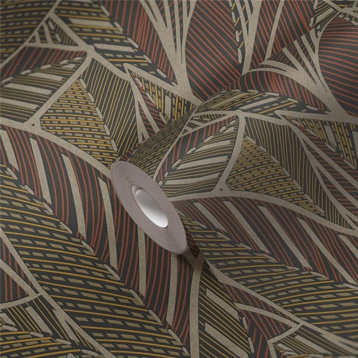 Papeldecor|Modern Yellow and Brown Leaf Floral Wallpaper|Floral