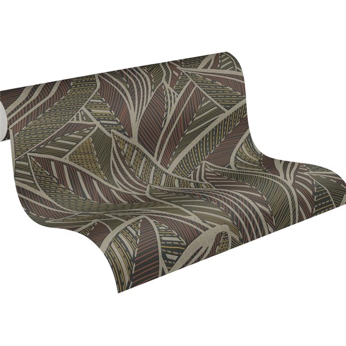 Papeldecor|Papier peint floral moderne feuilles jaune marron|Floral