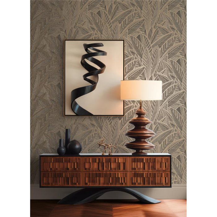 Papeldecor|Papier peint floral moderne grandes feuilles noires|Floral